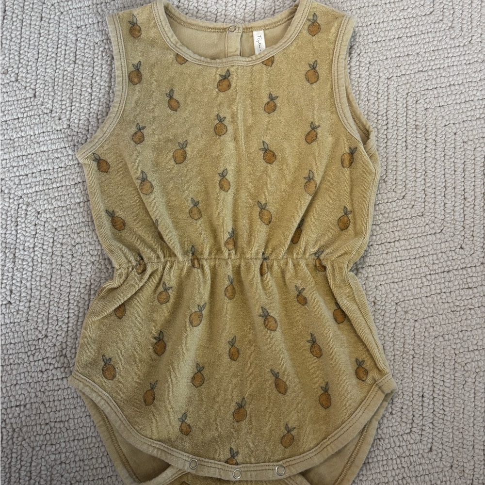 Rylee + Cru Terry Cloth lemon romper